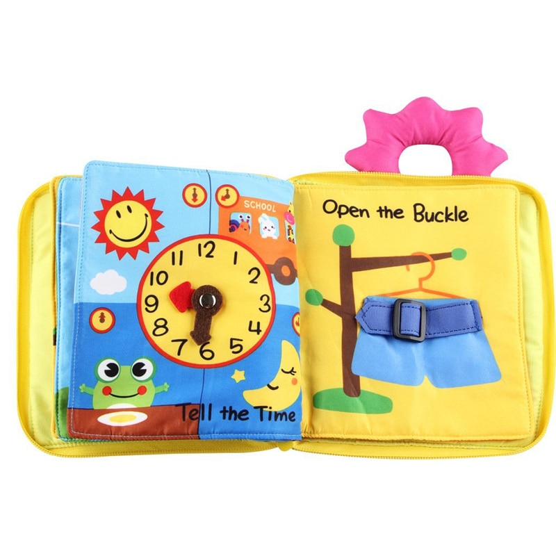 12 Pages Educational Baby Toys Hot Infant Kids Early Development Cloth Books Cartoon Animal Learning Unfolding Activity Books